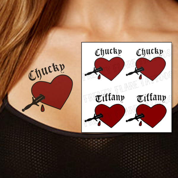 Chucky's Bride Heart Temporary Tattoo for Tiffany Costume Halloween Co