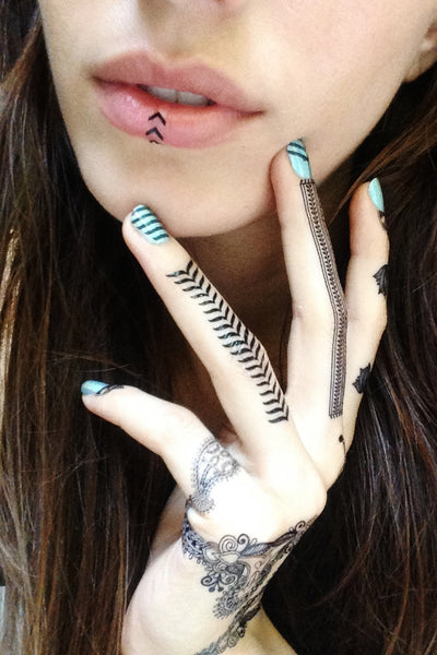 Black Henna Temporary Tattoos. Tribal Jewels.