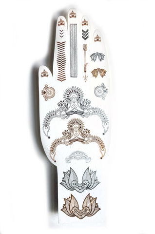 Gold Silver Jewels Temporary Tattoos