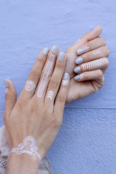 White Henna Temporary Tatoos. 2 sheets