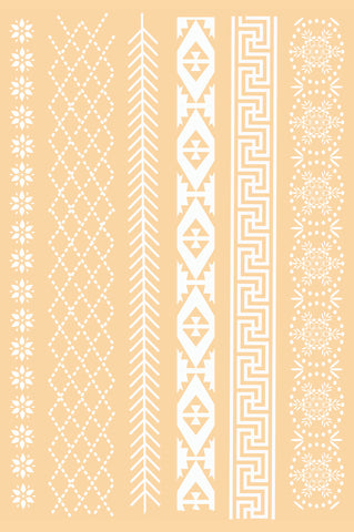 White Temporary Tattoo Bracelets Set 2 sheets