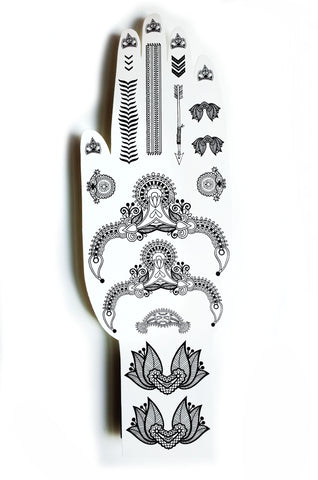 Black Henna Temporary Tattoos. Tribal Jewels.