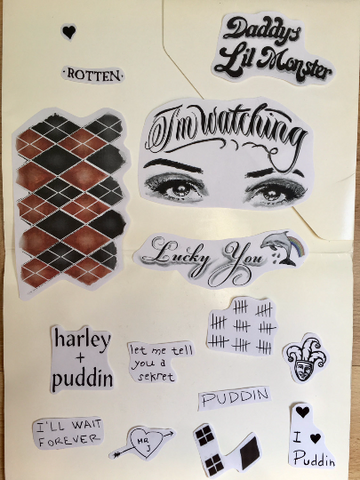 Harley Quinn Temporary Tattoos Suicide Squad Costume Halloween or Cosplay