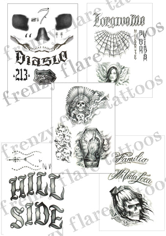 El Diablo Temporary Tattoos Suicide Squad. Complete Set of Face and Body Tattoos for Cosplay