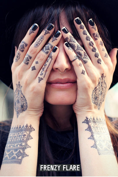 Black Henna Temporary Tattoos. Mehndi. 2 sheets