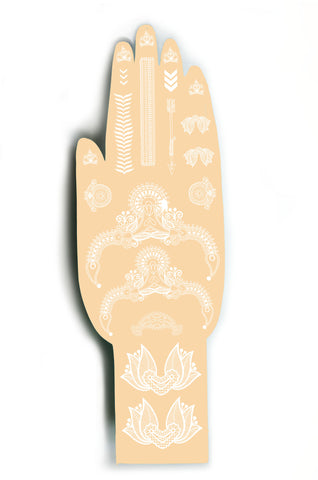 White Henna Temporary Tatoos. 2 sheets