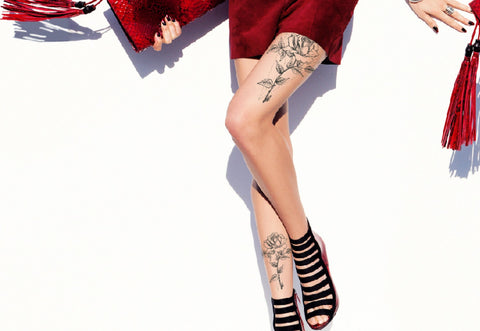 Rose Temporary Tattoo. Line Art Minimalist Style. Customizable with name or quote