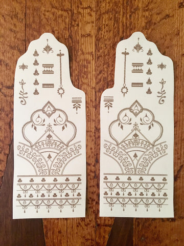 Henna Temporary Tattoo. Pack of 2. Water transfer tattoo. Last 1-2 days