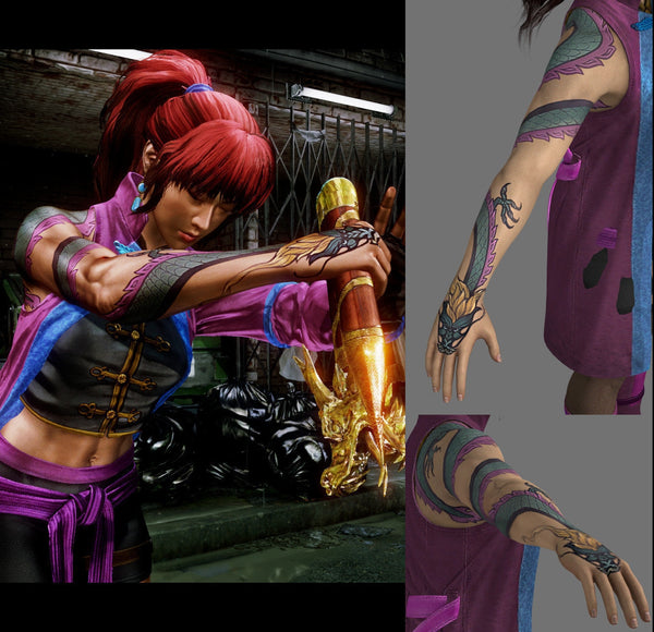 Kim Wu Killer Instinct Dragon Temporary Tattoo