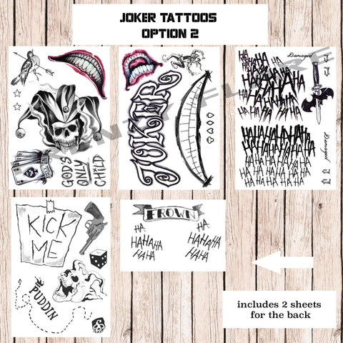 Joker Temporary Tattoos Suicide Squad Costume Cosplay