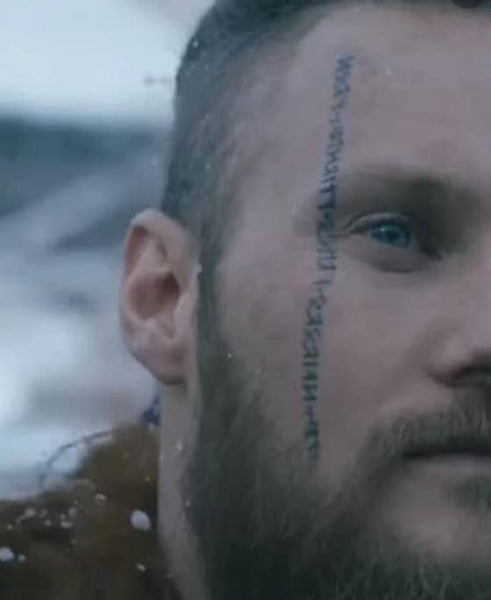 Ubbe Vikings Temporary Tattoo for Cosplayers. 2 copies Vertical Line of Runes for Face and Neck