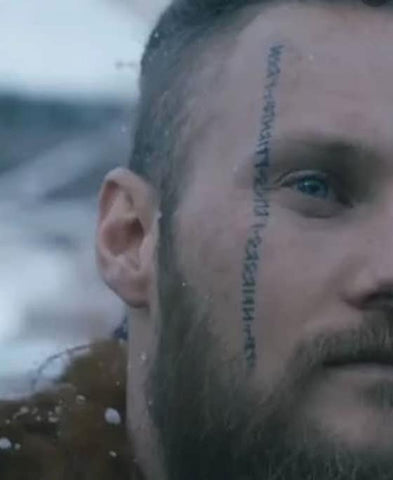 Ubbe Vikings Temporary Tattoo for Cosplayers. 2 copies Vertical Line of Runes for Face and Neck