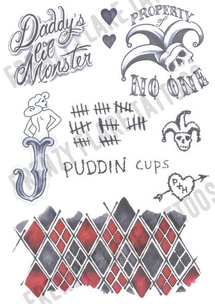 Harley Quinn New Temporary Tattoos The Suicide Squad Movie for Cosplayers, Property of No One