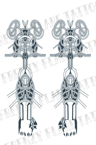 Thrúd GOW Temporary Tattoos for Cosplayers. 2 full sleeves