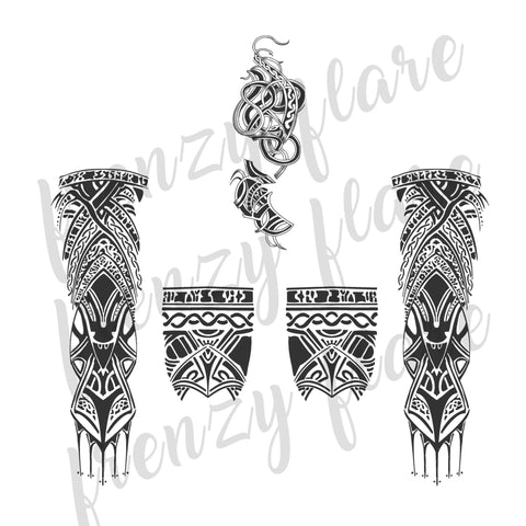 Odin GOW Temporary Tattoos for Cosplayers, Viking Style Runes Tattoo, Face and Arm Tattoos. God of War Costume