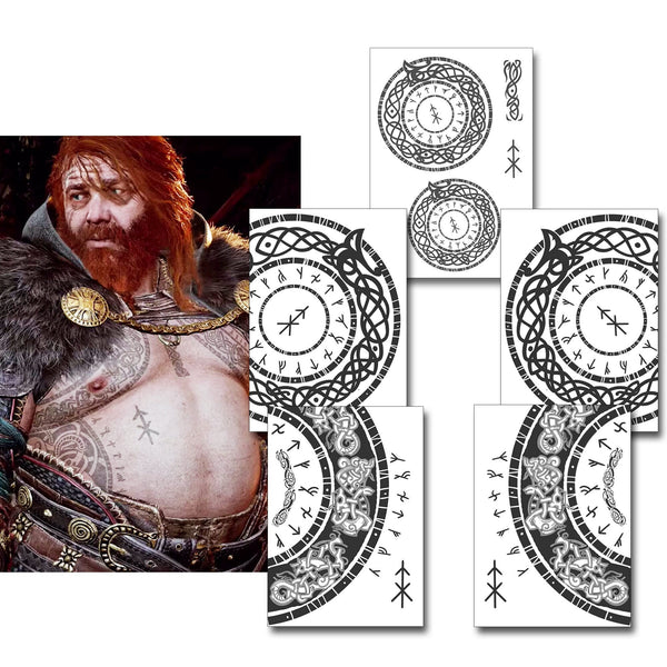 Thrúd GOW Temporary Tattoos for Cosplayers. 2 full sleeves