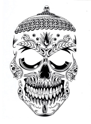 Scary Sugar Skull. Day of the Dead Temporary Tattoo Face. For Adults or Kids
