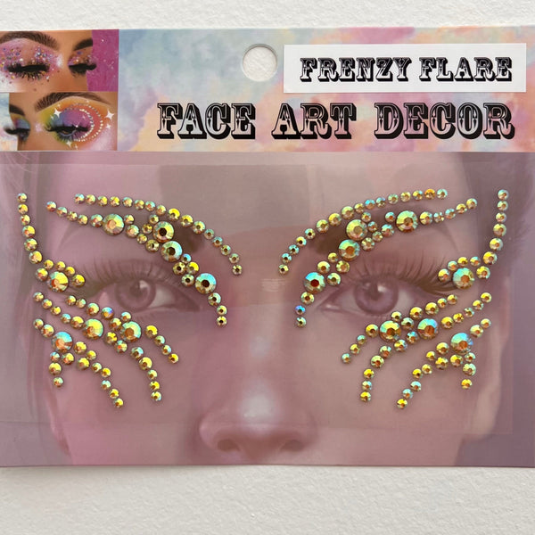 Gold Mermaid Face Crystals for Costume, Carnival or Festivals. Princess, Queen, Cleopatra Costume Accessory. Rhinestones sticker