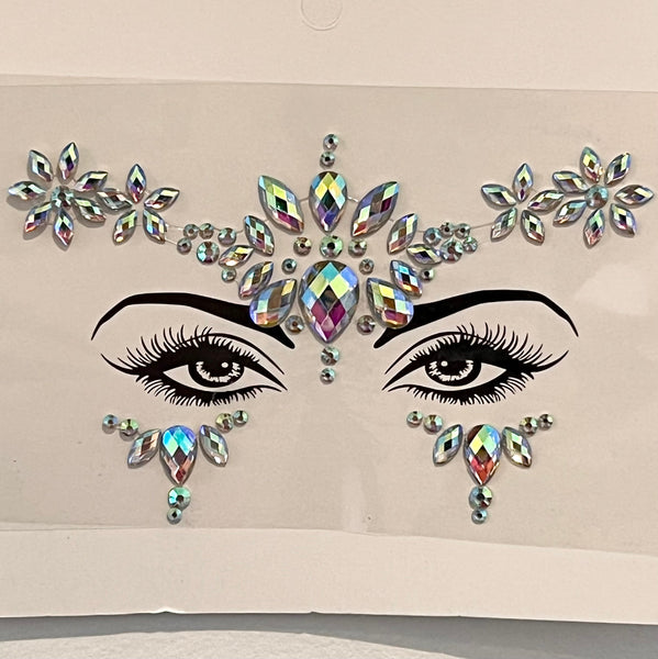 Fantasy Goddess Face Jewels for Halloween Costume, Carnival or Festivals. Barbie face Crystals, Princess, Cleopatra, Fairy Costume Accessory