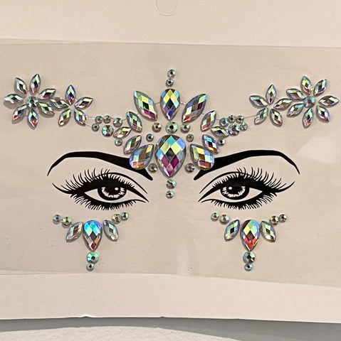 Fantasy Goddess Face Jewels for Halloween Costume, Carnival or Festivals. Barbie face Crystals, Princess, Cleopatra, Fairy Costume Accessory