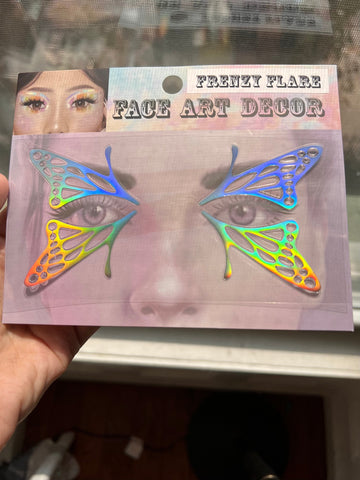 Butterfly Face Sticker. Fairy Creature Costume Accessory. Holographic Foil Rainbow Colors