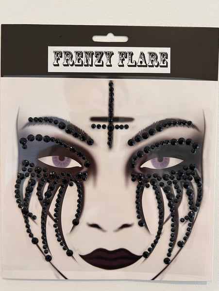 Dark Creature, Fashionable Scary Halloween Face Crystals Costume
