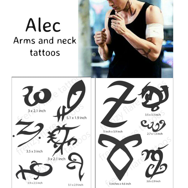 Alec Shadowhunters Runes Temporary Tattoos for Cosplayers. Halloween Costume Idea