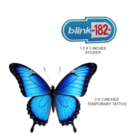 Blink Nurse Butterfly Temporary Tattoo for Cosplayers. Includes Sticker with Blink 182 Patch Art. 90's Music Halloween Costume Idea
