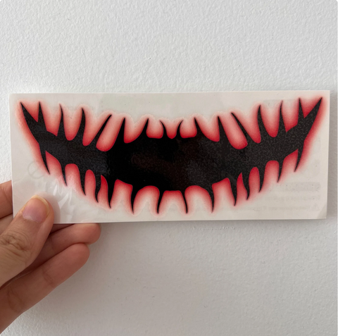 Big Scary Mouth Joker Temporary Tattoo, Dia de los Muertos Spooky Costume for Halloween. 2 Copies