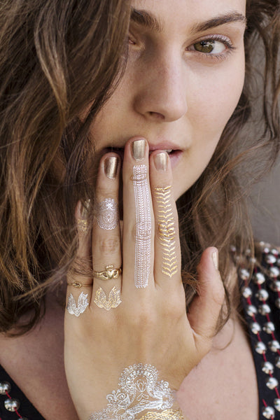 Gold Silver Jewels Temporary Tattoos