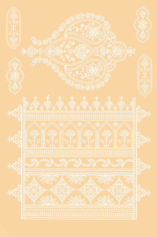 White Henna Temporary Tattoo Floral. 2 Sheets