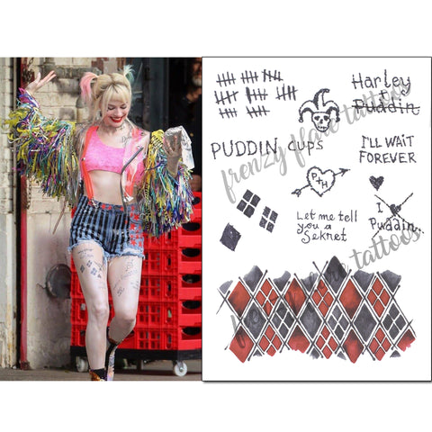 Harley Quinn Birds of Prey Temporary Tattoos for Cosplayers