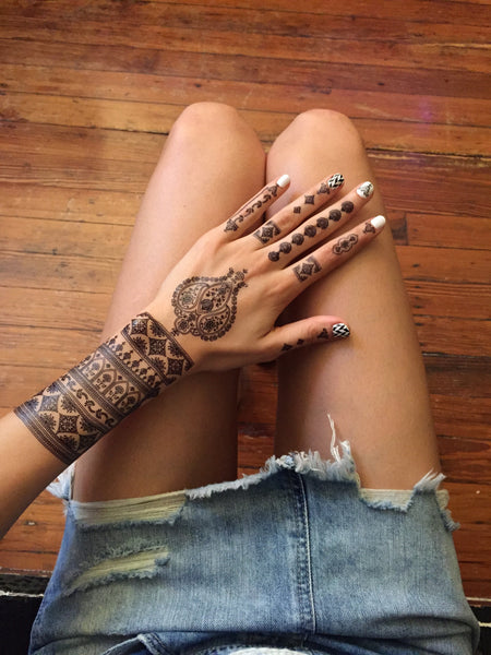 Black Henna Temporary Tattoos. Mehndi. 2 sheets