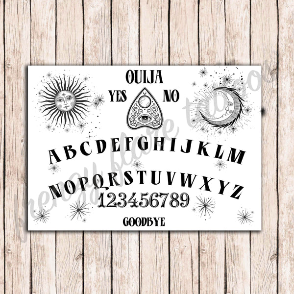 Ouija Board Temporary Tattoos. Esoteric Costume for Halloween Party. Unisex Style, for Adults or Kids