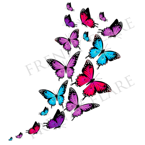 Butterfly Temporary Tattoos. Colorful Butterflies in Different Shapes and Sizes