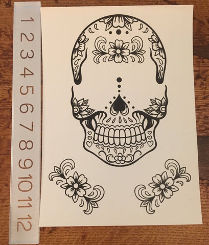 Day of the dead face temporary tattoos for cosplay halloween. Skull dia de los muertos. Coco inspired