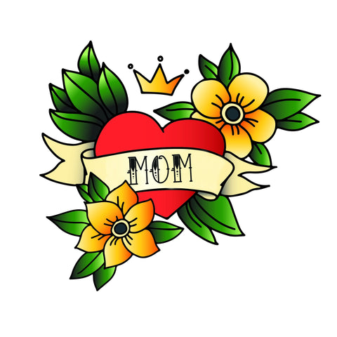 Custom Heart Temporary Tattoos for Valentine's Day. Customize the Name. Colorful Tattoo with Flowers and Crown. 2 copies