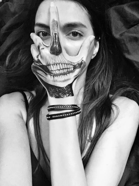Skeleton Face for the Hand Temporary Tattoo. Skull for Hand. Halloween Selfie Classic. Playful for any Skeleton Themed Party