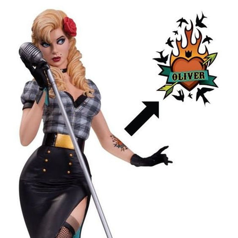Bombshell Black Canary Temporary Tattoo for Cosplayers. 2 copies