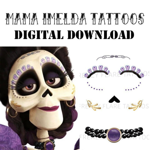 Mama Imelda Temporary Tattoo Designs from Coco Movie. Digital Download. No Shipping Required. Print it from Home