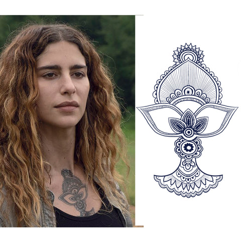 Magna The Walking Dead Temporary Tattoo for Chest. Henna Style Design for Cosplayers