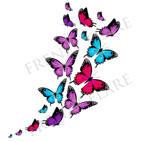 Butterfly Temporary Tattoos. Colorful Butterflies. Wear as Back Tattoo, Thigh Tattoo or as a Cute Half Sleeve Tattoo.