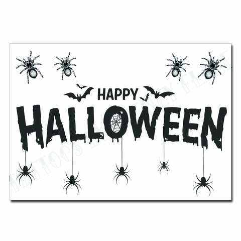 Happy Halloween Spider Temporary Tattoos for your Treat or Treat Show Off. Include 4 Tarantulas. Custom Size for Adult or Kids