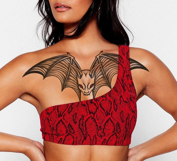 Bat Demon Temporary Tattoo for Halloween Costume. Chest or Back tattoos. Unisex