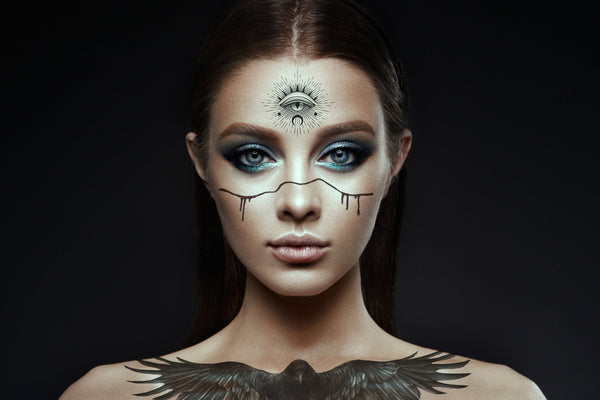 Witch Temporary Tattoos for Halloween, Raven, Snake, Third Eye and Cuts for a Mystical Witchy Look