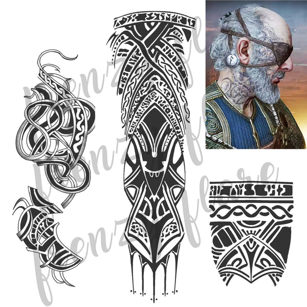 Thrúd GOW Temporary Tattoos for Cosplayers. 2 Full Sleeves 