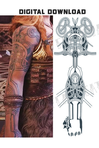 Bjorn Vikings Temporary Tattoo for Cosplayers. Geometric 