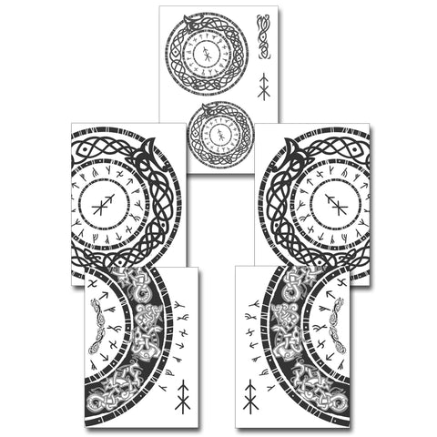 Thor GOW Temporary Tattoos for Cosplayers. Face Runes, Chest and Stomach Designs for Viking Cosplaying. God Of War Costume
