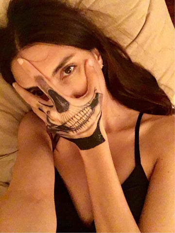Skeleton Face for the Hand Temporary Tattoo. Skull for Hand. Halloween Selfie Classic. Playful for any Skeleton Themed Party
