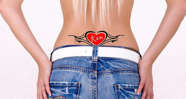 Barbie Tramp Stamp Temporary Tattoo, Funny Ken Tattoo for Costume. 3 copies in different sizes